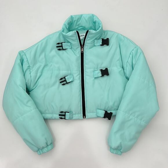 Superdown Ava Cropped Puffer Jacket in Aqua - Picture 4 of 13